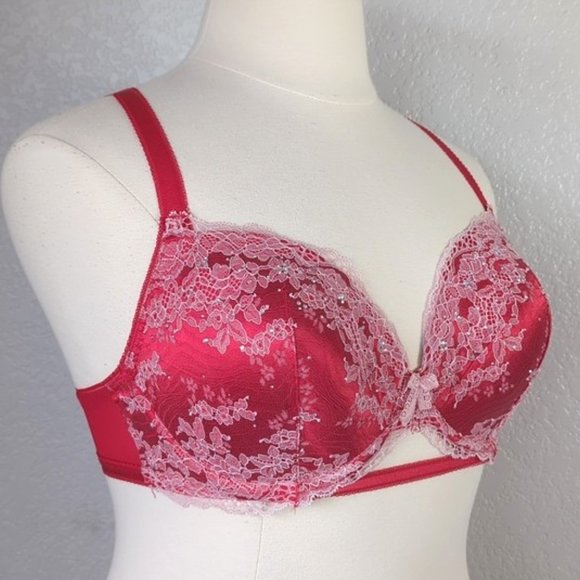 Victoria Secret 36DD Demi Bra Dream Angels Lace & Rhinestones Lined Underwired - Picture 2 of 8